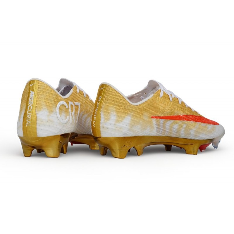Chaussure de foot Nike Air Zoom Mercurial Superfly XI Elite FG CR7 Or Rouge – Image 4