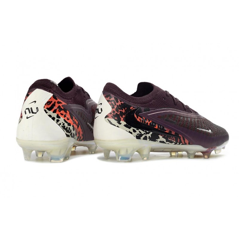 Chaussures Foot Nike Phantom 6 Low Elite FG Bordeaux Crush Rouge Univ Fossile – Image 4