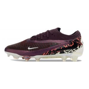 Chaussures Foot Nike Phantom 6 Low Elite FG Bordeaux Crush Rouge Univ Fossile