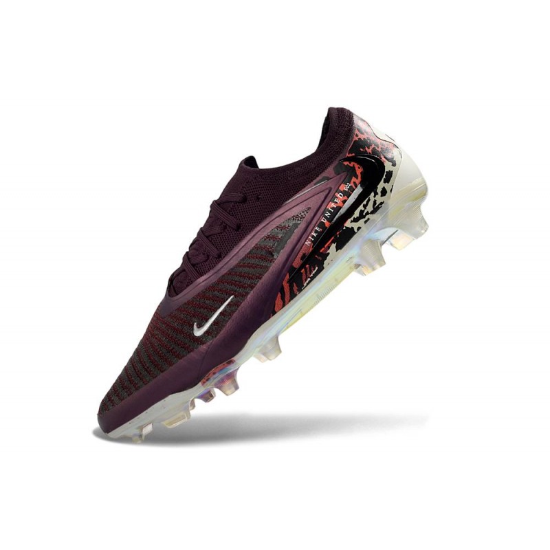 Chaussures Foot Nike Phantom 6 Low Elite FG Bordeaux Crush Rouge Univ Fossile – Image 6