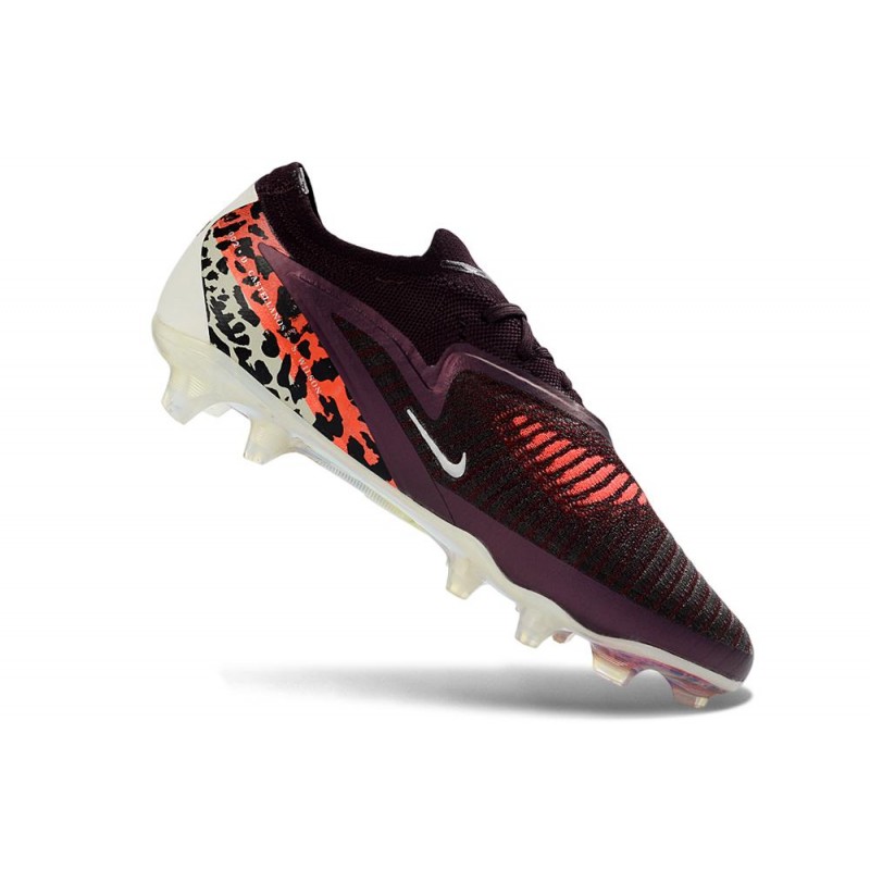 Chaussures Foot Nike Phantom 6 Low Elite FG Bordeaux Crush Rouge Univ Fossile – Image 7