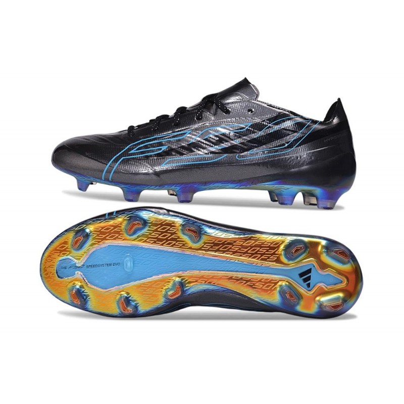 Chaussure de Football adidas F50 Hyperfast EVO FG Noir Bleu – Image 2